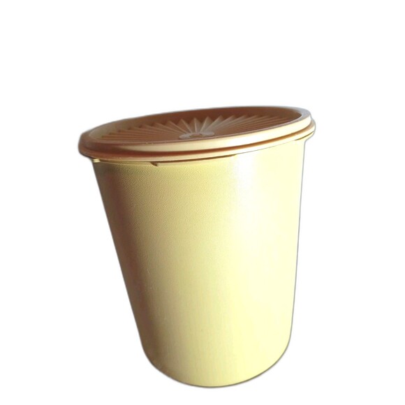 Vtg TUPPERWARE COOKIES Canister Servalier Sunburst Lid Yellow Harvest Gold 1970s - Picture 3 of 8
